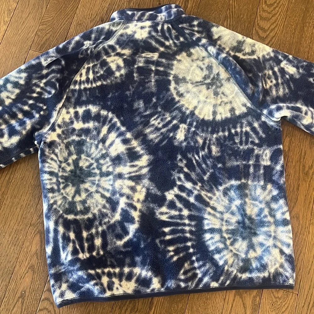 J.Crew Nordic Blue Tie Dye Polar Fleece Pullover Men’s Size Extra Large - Picture 8 of 8